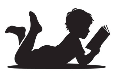 Boş zamanlarında kitap okuyan bir çocuğun silüeti.