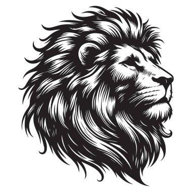 Logo Tasarımı için Ayrıntılı Aslan Başlı Siluet Vektör Sanatı