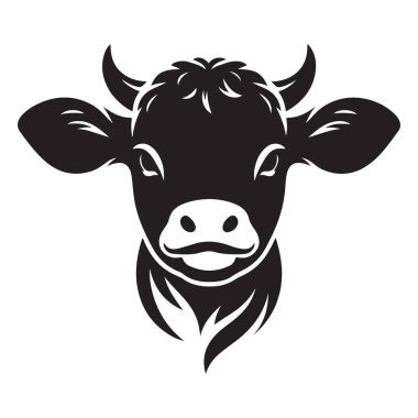 İnek Başı Vektör İllüstrasyon Çiftliği Hayvan Grafik Tasarımı Silueti