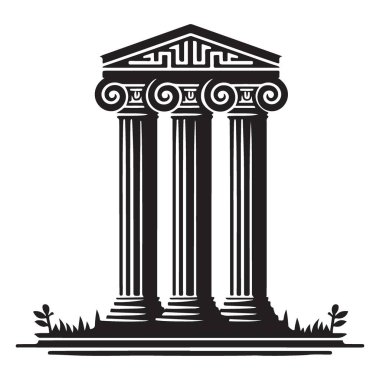Antik Yunan Tapınağı Vektör Silüeti Tarihi Mimarinin Çizimi