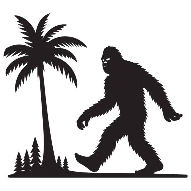 Koca Ayak Silueti Yürüyen Palmiye Ağacı Tropikal Tatil Grafikleri Sanatı