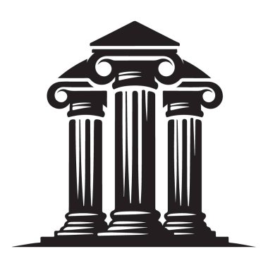Mimarlık ve Tarih için Klasik Sütun Binası İllüstrasyon Vektör Tasarımı