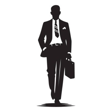 İş Adamı Silueti Evrak Dosyası Vektör Resimleriyle Yürüyor