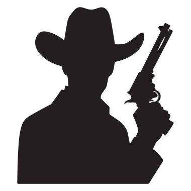 Batı Temalı Tasarımlar için Silah Siluet Vektörü ile Kovboy