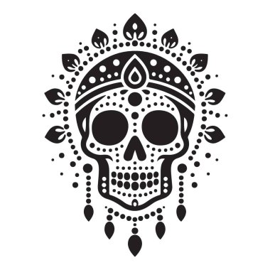 Dia de los Muertos için Şeker Kafatası Siluet Vektör Grafiği