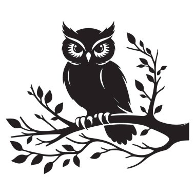 Baykuş Silueti Vektör İllüstrasyonu Doğa Tasarımları dalında
