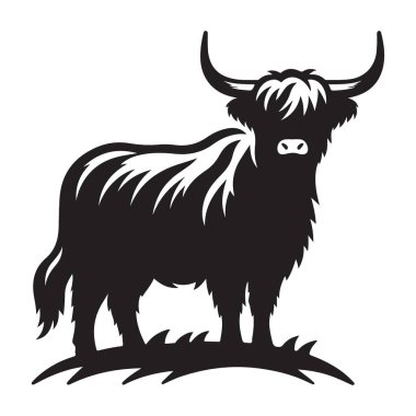 Highland İnek Silueti Vektör İllüstrasyon Majestic İskoç Sığırları