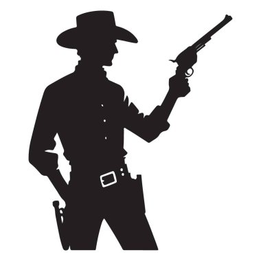 Silah Silueti Tasarım Klasik Batı İllüstrasyon Sanatı Kovboyu
