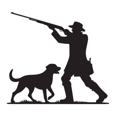 Açık hava için Köpek Çizimi Vektör Grafiği ile Siluet Avcısı