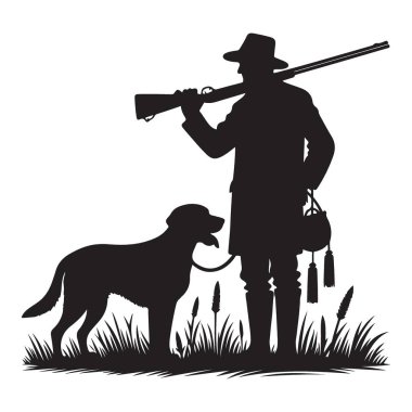 Köpek vektör sanatı ile Siluet Avcısı Hevesliler için