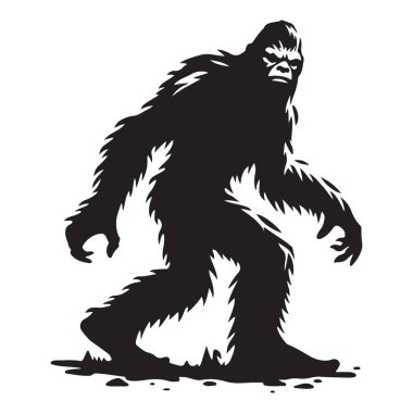 Koca Ayak Siluet Vektör İllüstrasyonu Kriptozooloji İzole Tasarım Çizimi