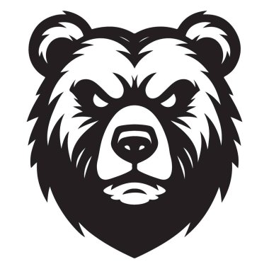 Vahşi Ayı Başı Silueti Kızgın Vahşi Vahşi Yaşam Vektör İllüstrasyonu