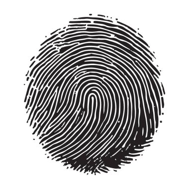 Eşsiz Parmak İzi Silueti Ayrıntılı Tanımlama İşaretli Vektör Grafiği