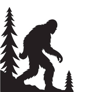 Orman Resimlerindeki Siluet Koca Ayak Vahşi Yaşam Keşif Tasarımı