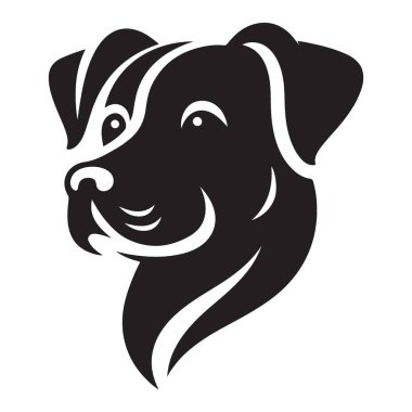 Hayvan Sevgisi Tasarımı İçin Basit Siluet Köpek Kafası Çizimi