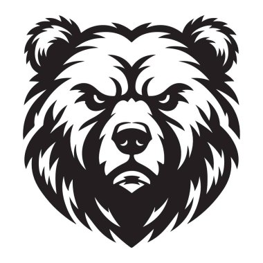 Grizzly Bear Baş Vektör İllüstrasyon Vahşi Hayvan Detaylı Tasarım