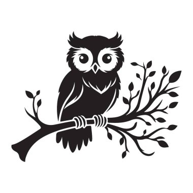 Şirin Baykuş Şube Resimlendirme Vektörü Grafik Sanatında Oturuyor