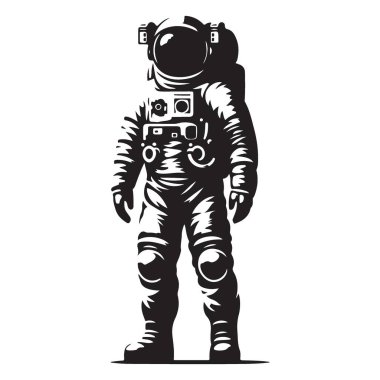 Uzay Giysisindeki Astronot Silueti Vektör Keşif Macerası Çizimi