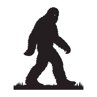 Siluet Yürüyen Koca Ayak Kıllı Hominid Kriptid Vektör Sanatı