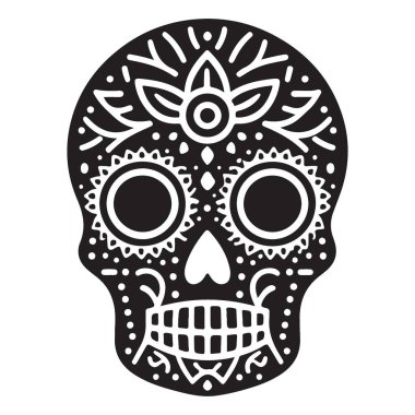 Karışık Siluet Şeker Kafatası Dia De Los Muertos Kutlama Vektörü