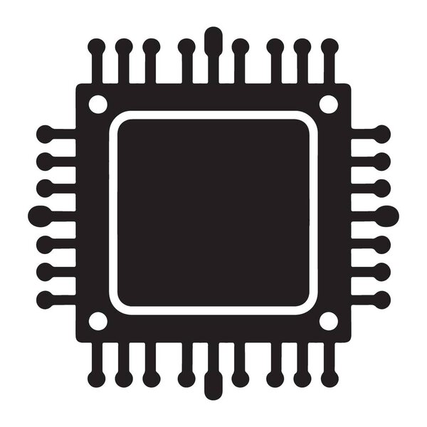 Современный микрочип Силуэт Центральный процессор Вектор технологии процессора