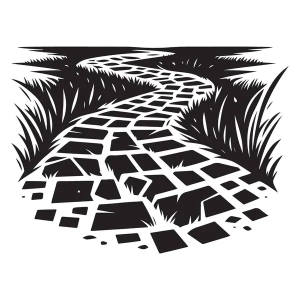 Sahne Taşı Yolu Siluet Çizim Doğa Bahçesi Yolu 'nda Yolculuk