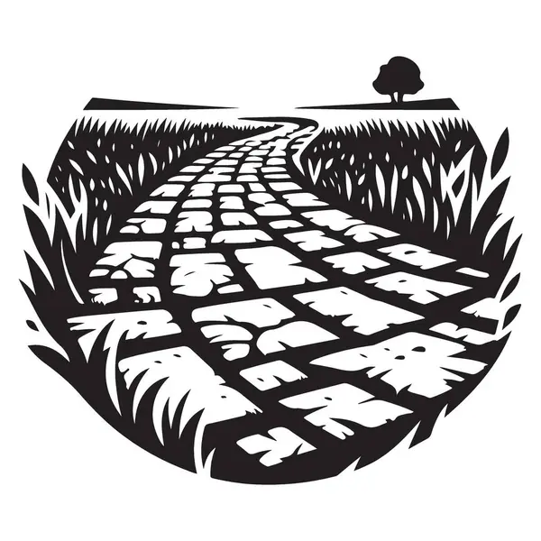 Çimen Tasarımı Alanındaki Sarmal Taş Yol Vektör ResimleriName