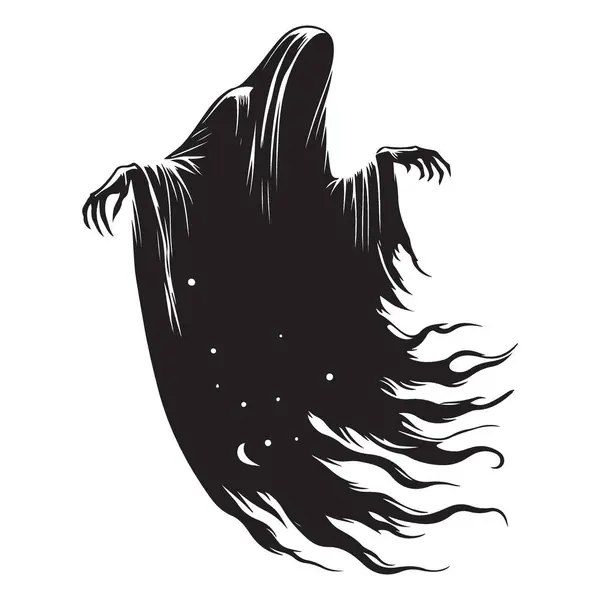 Cadılar Bayramı tasarımı için ürkütücü hayalet siluet vektör çizimi