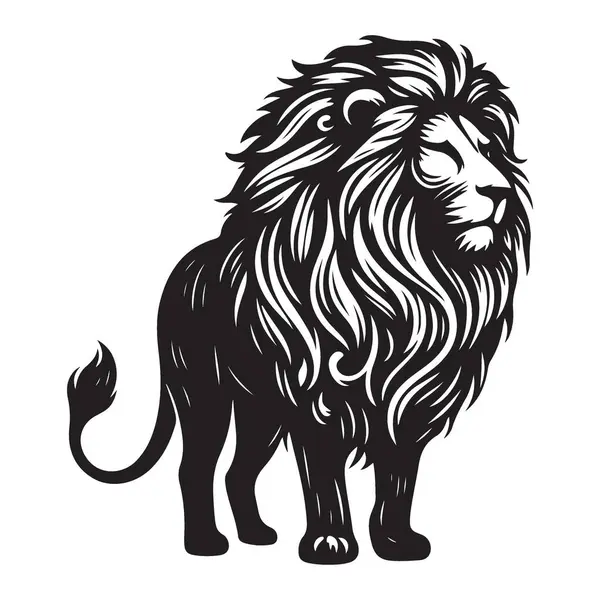 Ayakta Aslan Vektörü İllüstrasyonu Gurur ve Otoritenin Sembolü