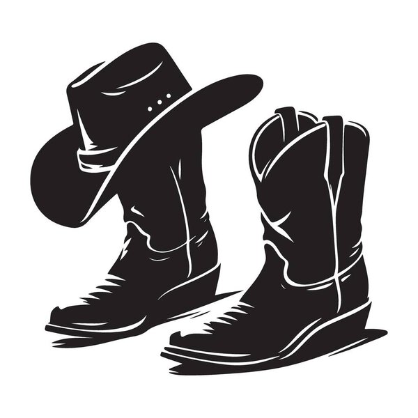 Векторные ковбойские сапоги и икона западной моды