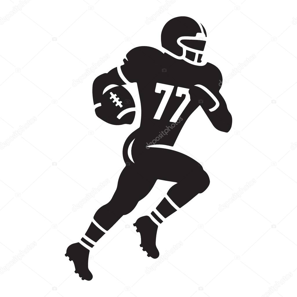 Football Player Silhouette Running with Ball American Sport Illustration