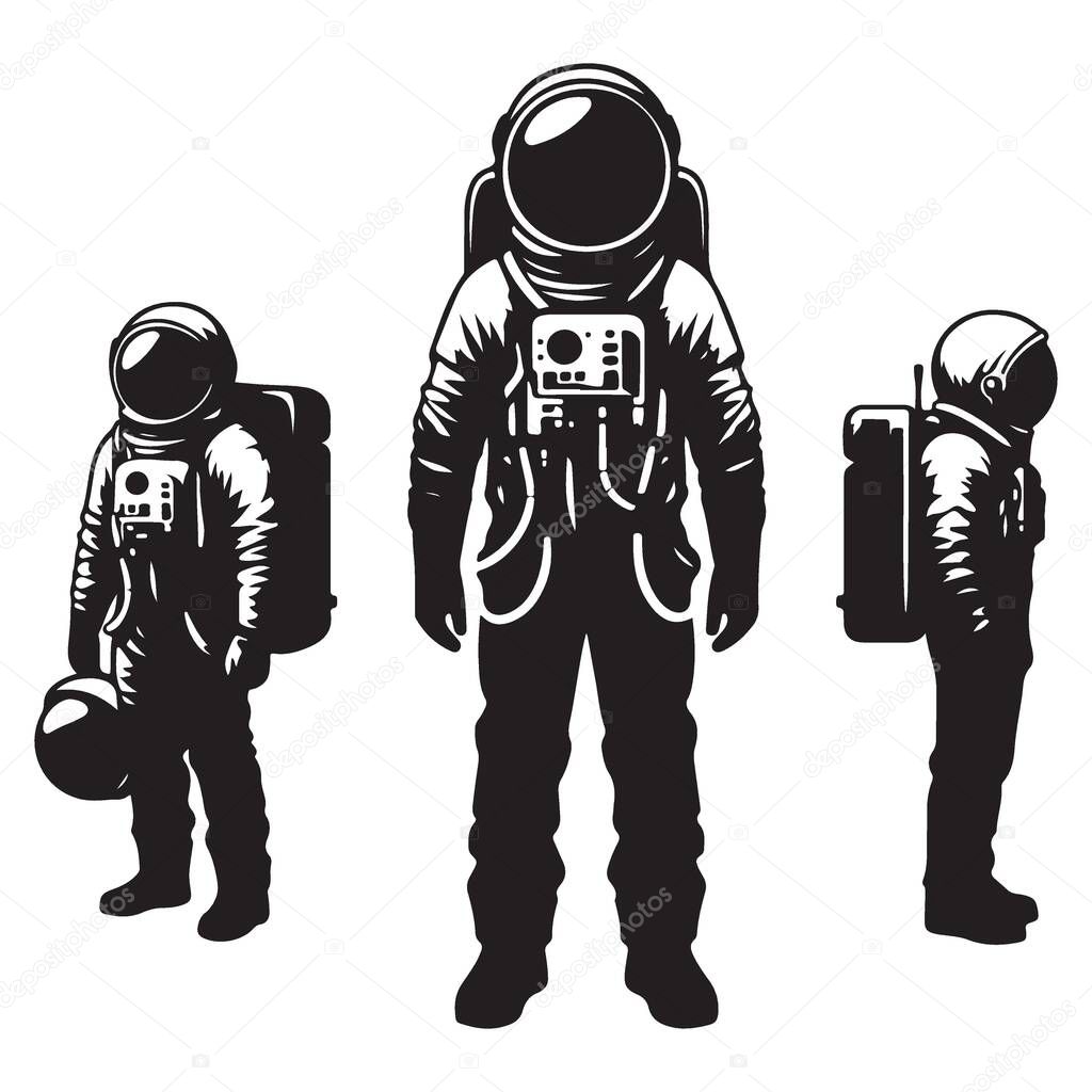 Astronaut in Space Suit Vector Illustration in Multiple Positions