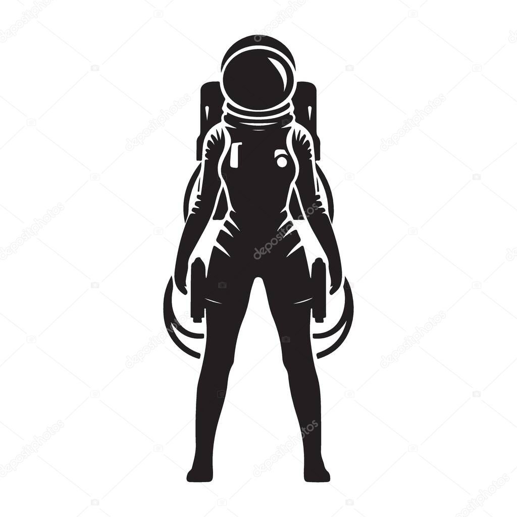 Astronaut Black Silhouette Vector Art Spacewalk Exploration Design Elements