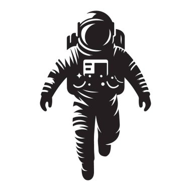 Astronot Silueti Süzülen Uzay Adamı Vektör İllüstrasyon Kozmik Kaşif Tasarımı
