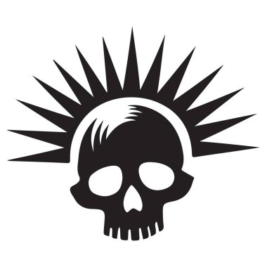 Mohawk Defiance Sembollü Serseri Kafatası Siluetiyle Karşı Karşıyayız