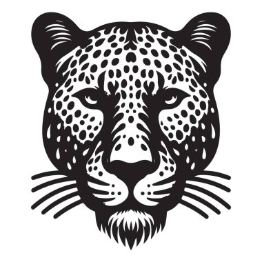 Yaratıcı Tasarımlar için Ayrıntılı Leopar Yüzlü Silüet Vektörü