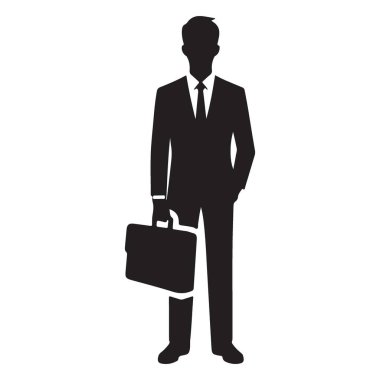 Profesyonel İşadamı Siluet Vektör İllüstrasyonu ile Evrak Çantası