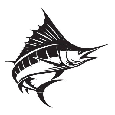 Marlin Balık Silueti Su Vektörü Çiziminden Atlıyor