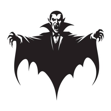 Korku teması için pelerini açık vampir silueti vektörü