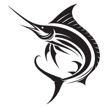 Dinamik Marlin Siluet Vektör İllüstrasyon Spor Balıkçılık Serüveni Grafik Macerası