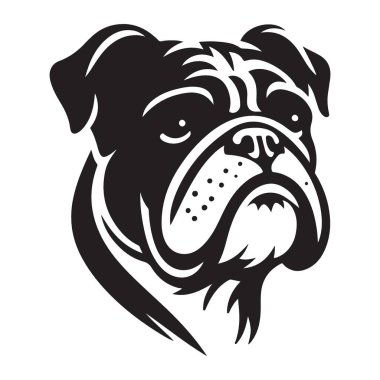 İngiliz Bulldog Silueti Görüntü Vektör Yüz Tasarımı Siyah Sanat