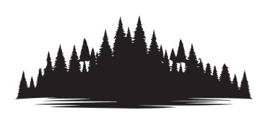 Çam Ağacı Ormanı Silüet Vektör Çizim Sanatı