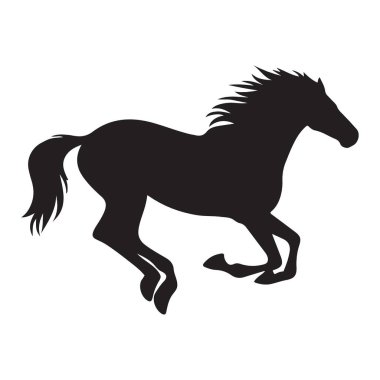 Spor ve Tasarım için Dinamik Koşan At Siluet Vektörü