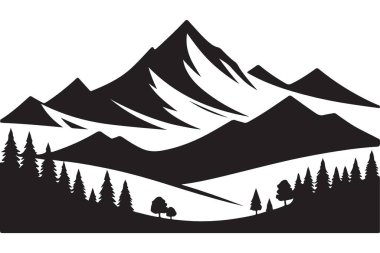 Majestic Mountain Range Vektör İllüstrasyonu Açık Hava Macerası Tasarımları
