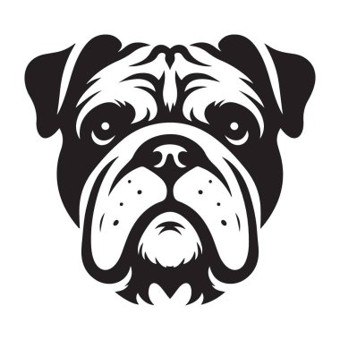 Bulldog Baş Vektör Silueti Evcil Hayvan Logosu Grafik Tasarım Kaynağı