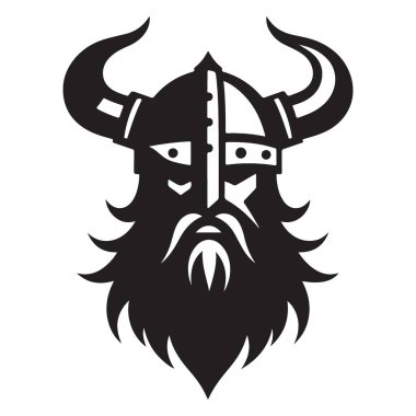 Viking Silueti Çizimi Boynuzlu Miğfer Vektörü ile Kuzeyli Savaşçı