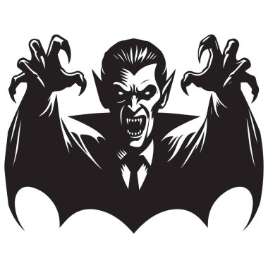 Vampir silueti tasviri Korkunç Cadılar Bayramı Karakteri Korku Hayranları Vektörü