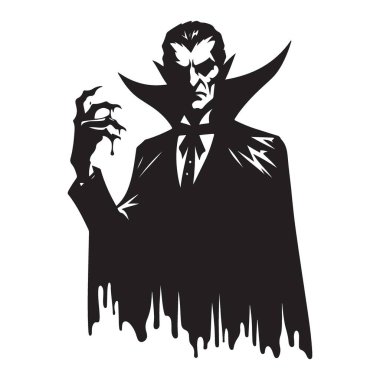Damlayan Kan Vektörü Sanat Çizimleriyle Ürkütücü Vampir Silueti