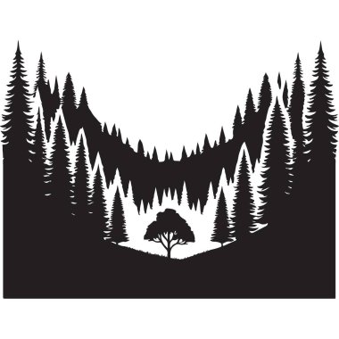 Büyüleyici Orman Ağaçları Görüntü Görünümü Görüntü Vektörü Çizim Sanatı