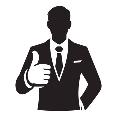 Başarı ve Onaylama için Siluet Vektörü İllüstrasyonunu Başparmağınızla Kaldırın